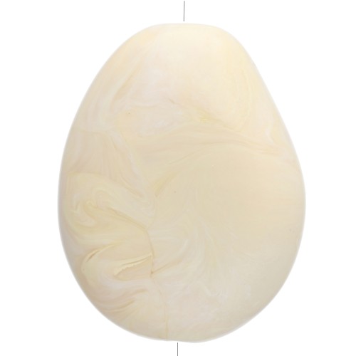 Perle plate irrégulière 25x20 mm en résine opaque - Crème marbré x1