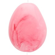 Perle plate irrégulière 25x20 mm en résine translucide - Rose foncé marbré x1