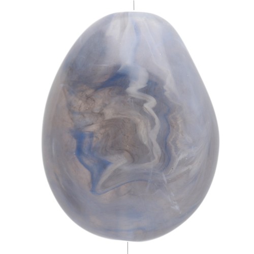 Perle plate irrégulière 25x20 mm en résine translucide - Bleu gris marbré x1