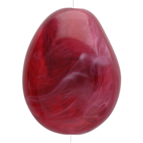 Perle plate irrégulière 25x20 mm en résine translucide - Grenat marbré x1