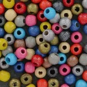 Perles rondes en bois 4 mm Bleu Foncé Nacré x50