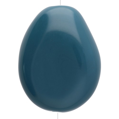 Perle plate irrégulière 25x20 mm en résine opaque - Bleu paon x1