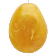 Perle plate irrégulière 25x20 mm en résine translucide - Jaune miel marbré x1