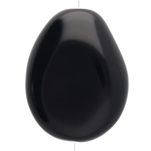 Perle plate irrégulière 25x20 mm en résine opaque - Noir x1