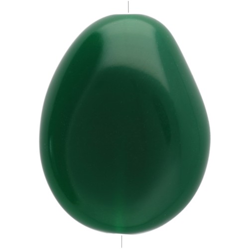 Perle plate irrégulière en résine opaque 25x20 mm - Vert émeraude x1