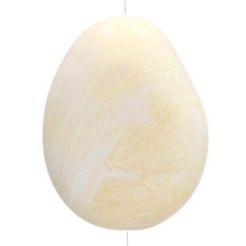 Perle plate irrégulière 22x17 mm en résine translucide - Crème marbré x1