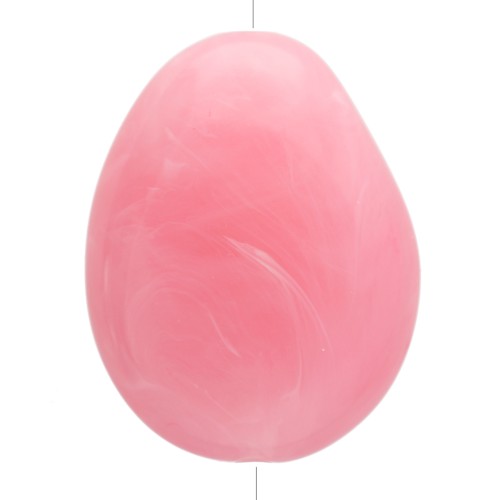 Perle plate irrégulière en résine translucide 22x17 mm - Rose foncé marbré x1