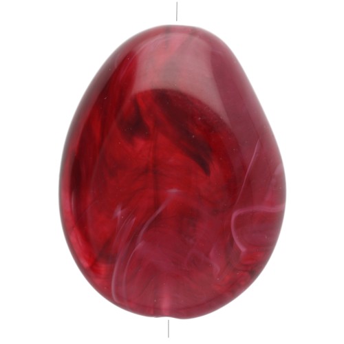 Perle plate irrégulière 22x17 mm en résine translucide - Grenat marbré x1