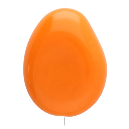Perle plate irrégulière 22x17 mm en résine opaque - Orange x1
