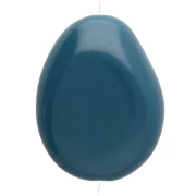 Perle plate irrégulière 22x17 mm en résine opaque - Bleu paon x1