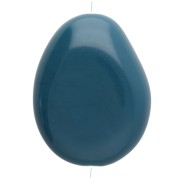Perle plate irrégulière en résine opaque 22x17 mm - Bleu paon x1