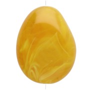 Perle plate irrégulière 22x17 mm en résine translucide - Jaune miel marbré x1