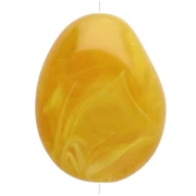 Perle plate irrégulière 22x17 mm en résine translucide - Jaune miel marbré x1