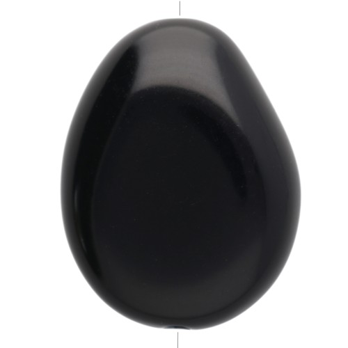 Perle plate irrégulière 22x17 mm en résine opaque - Noir x1