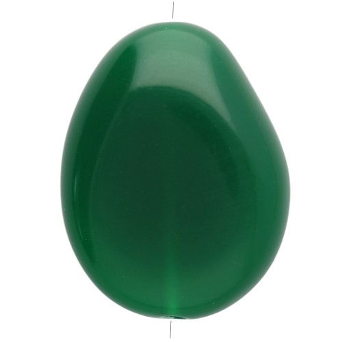 Perle plate irrégulière 22x17 mm en résine opaque - Vert émeraude x1