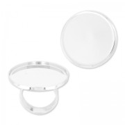 Bague en laiton serti cabochon fond plat rond 30 mm argenté x1|raw }}