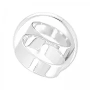 Bague en laiton serti cabochon fond plat rond 30 mm argenté x1