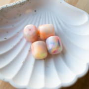 Perles tubes 16x14 mm en résine opaque - Marbré Multicolore nacré x4