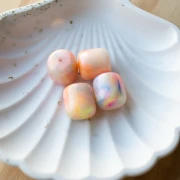 Perles tubes 16x14 mm en résine opaque - Marbré Multicolore nacré x4