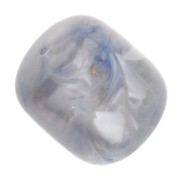 Perles tubes 16x14 mm en résine translucide - Bleu gris marbré x4