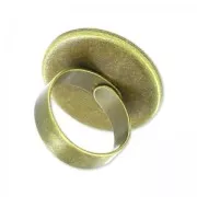 Bague en laiton serti cabochon fond plat rond 18 mm bronze x1