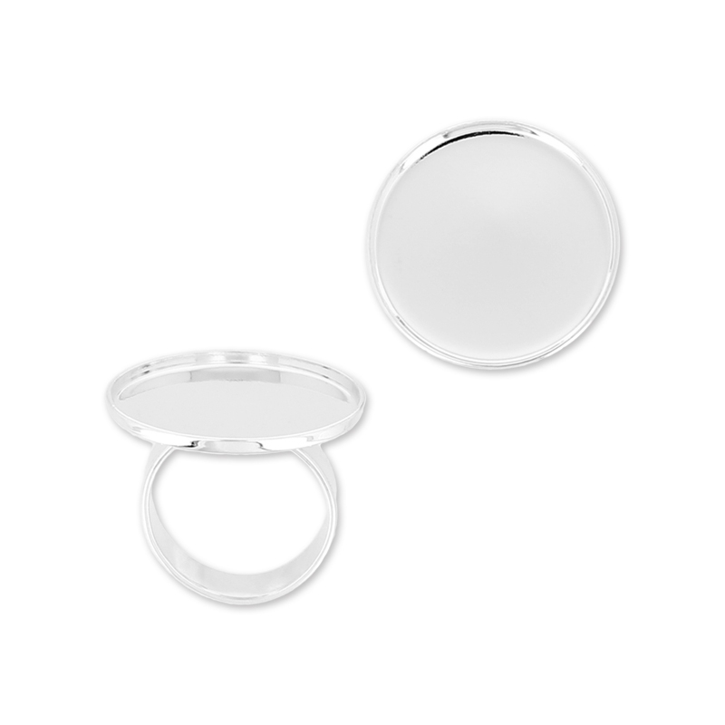 Boucles D'Oreille Clip Vert Cabochon - Fond Argenté - Anneaux Soudés - Occasion Bon État