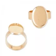 Bague en laiton serti cabochon fond plat ovale 18x13 mm doré rose x1
