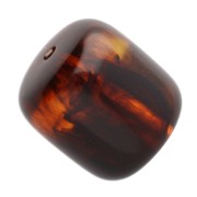 Perles tubes 12x11 mm en résine translucide - Ambre marbré x6