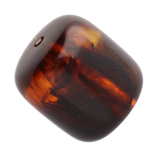 Perles tubes 12x11 mm en résine translucide - Ambre marbré x6