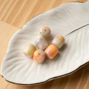 Perles tubes 12x11 mm en résine opaque - Marbré Multicolore nacré x6