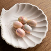 Perle olive 21x15 mm en résine opaque - Marbré Multicolore nacré x1