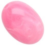 Perle olive 21x15 mm en résine translucide - Rose foncé marbré x1