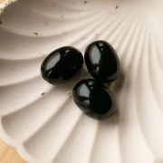 Perle olive 21x15 mm en résine opaque - Noir x1