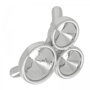 Attache bague porte cabochon 1122 pour cordon creux 4 mm - Plaqué rhodium