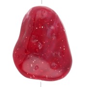 Perle plate irrégulière texturée 29x24 mm en résine - Marbré Rouge foncé pailleté|raw }}