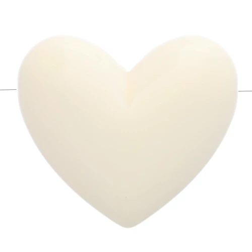 Perle coeur 15.5x18 mm en résine opaque - trou horizontal - Ecru x1