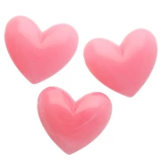 Perle coeur 15.5x18mm résine translucide - trou horizontal - Rose foncé marbré x1