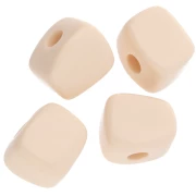 Perle cube irrégulier 15x13 mm en résine opaque - Ivoire x1