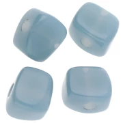 Perle cube irrégulier 15x13 mm en résine transparente - Bleu céladon x1