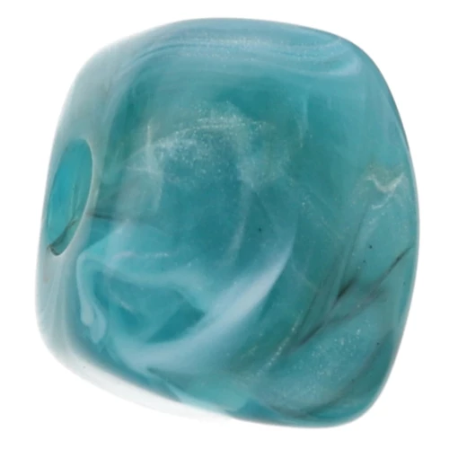 Perle cube irrégulier 15x13 mm en résine opaque - Marbré Bleu x1