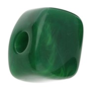 Perle cube irrégulier 15x13 mm en résine opaque - Marbré Vert sapin x1|raw }}