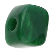 Perle cube irrégulier 15x13 mm en résine opaque - Marbré Vert sapin x1