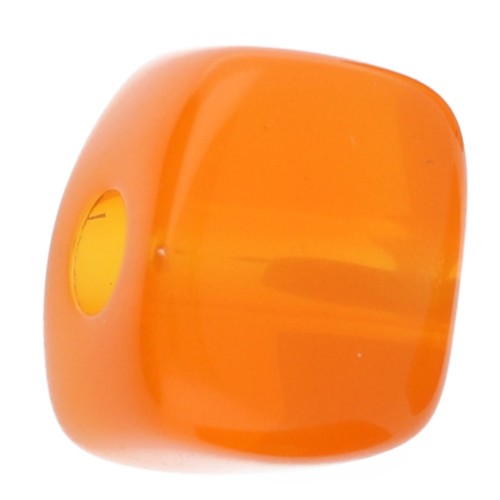Perle cube irrégulier 15x13 mm en résine transparente - Orange x1