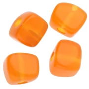 Perle cube irrégulier 15x13 mm en résine transparente - Orange x1