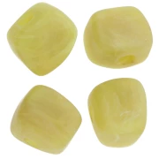 Perle cube irrégulier 15x13 mm en résine opaque - Marbré Tilleul mat x1