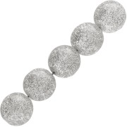 Perles rondes 8 mm en résine transparente - Argenté pailleté x10