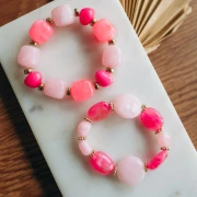 Perles irrégulières 12x10 mm en acrylique translucide - Rose clair x10