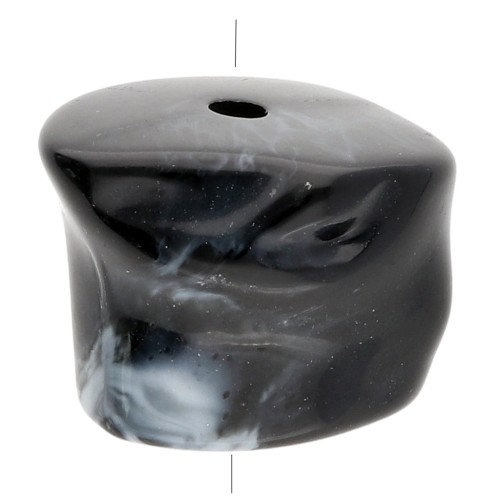 Perles irrégulières 16x20 mm en acrylique opaque - Noir marbré x4