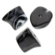 Perles irrégulières 16x20 mm en acrylique opaque - Noir marbré x4