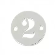 Intercalaire 2 trous rond chiffre 2 - 8.5 mm en Argent 925 x1